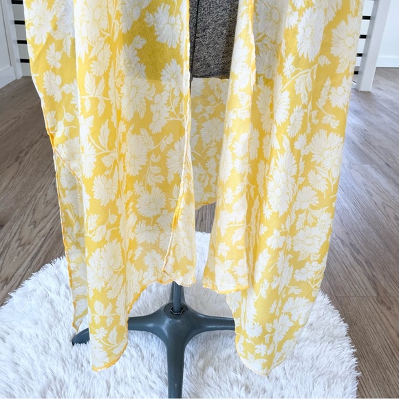 NWT LC Lauren Conrad yellow white floral bohemian tropical kimono beach coverup - Picture 11 of 11
